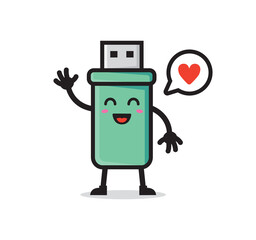USB flash disk mascot character vector design