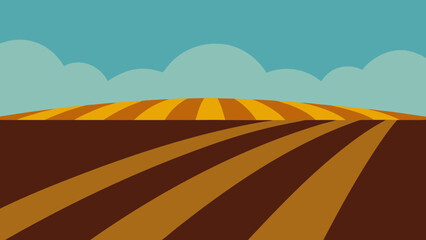 Fertile Field Where the Soil Has Been Freshly Plowed into Rows