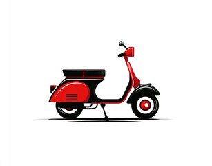 Obraz premium Side view of a vintage red scooter