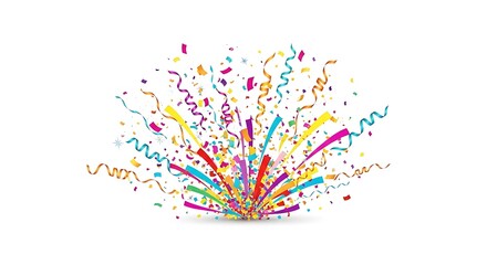 Happy Celebration Confetti Vector – Party Explosion on White Background

