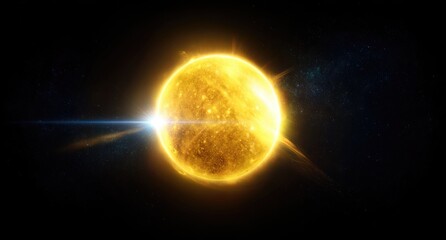 Obraz premium Golden star, bright, space, cosmic