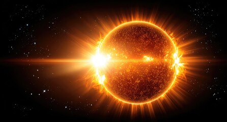 Obraz premium Fiery sun explodes in a cosmic display
