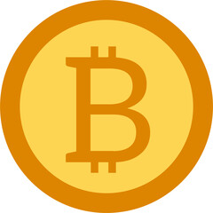 Bitcoin gold color icon in flat style. Blockchain illustration on white isolated background. Cryptocurrency business concept. Easily editable
