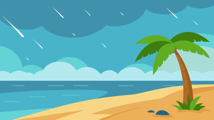 Fototapeta premium Experience a Tropical Beach in Humid Still Moments Just Before a Storm