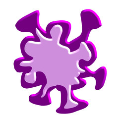 Abstract paint splash icon in violet-purple neon style for creative assets