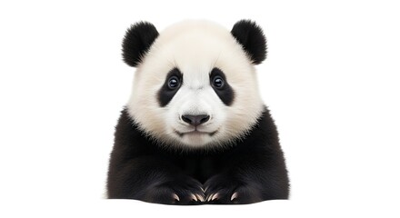 Naklejka premium Cute Panda Bear Cub on White Background