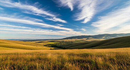 Fototapeta premium Rolling Hills and Open Sky in the Prairie