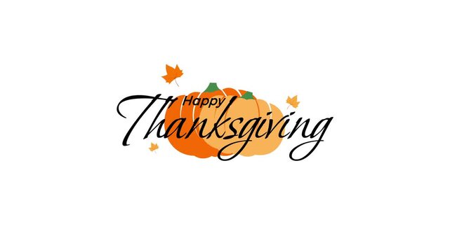 Animated Thanksgiving Greetings, Happy Thanksgiving animation with maple leaves and pumpkins, background, poster, card