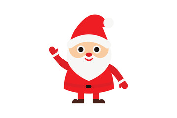 Obraz premium Cute Cartoon Santa Claus Waving Red Outfit Happy