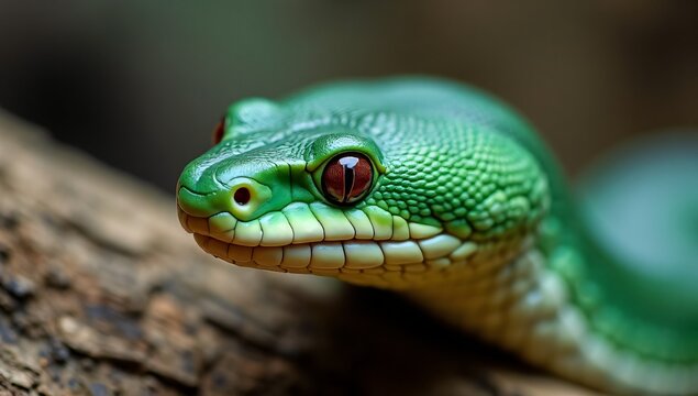 green snake on a tree