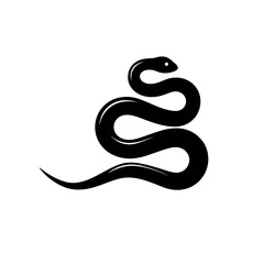 Naklejka premium Minimal black snake icon in a curled shape, simple vector illustration