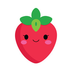 cartoon strawberry with a smiling face pin
