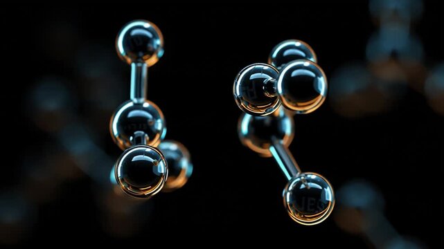 3D animation formaldehyde molecule on black background
