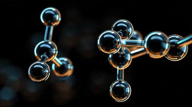 3D animation formaldehyde molecule on black background