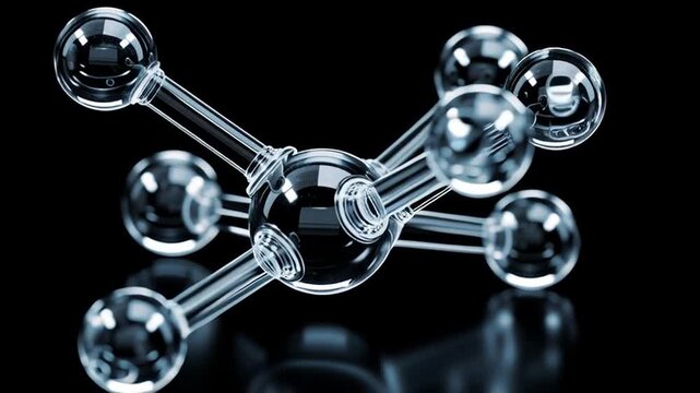 3D animation formaldehyde molecule on black background