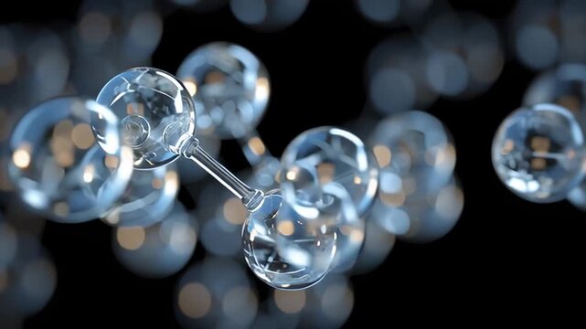 3D animation formaldehyde molecule on black background