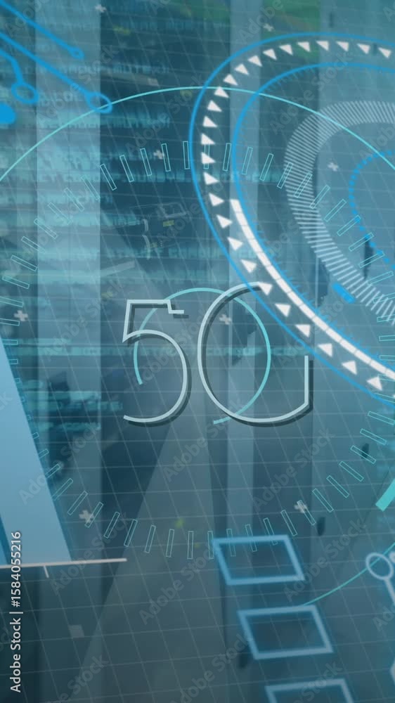 Poster animation of 5g and data processing over servers