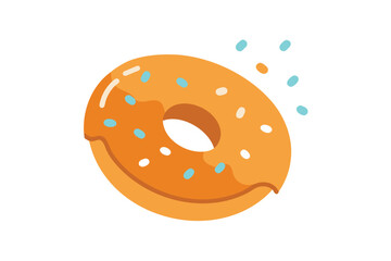 Cartoon Donut With Bite Mark Floating Crumbs