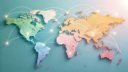 Colorful world map with global connections