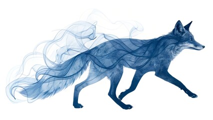 Obraz premium Blue fox made of swirling water