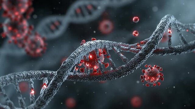 3D Animation Human DNA with Virus