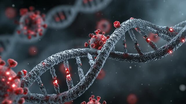 3D Animation Human DNA with Virus 