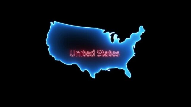 United States of America thin line map on white background, Country collection.Map of United States of America showing different states. Animated usa contiguous lower 48 u.s. state map.
