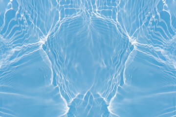 Blue water with ripples on the surface. Defocus blurred transparent blue colored clear calm water...