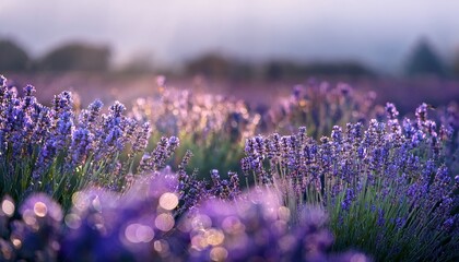 close up shot of lavender flowers with water droplets in a field during the daytime is so beautiful