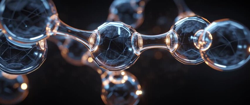 Anamorphic video 3D animation formaldehyde molecule on black background