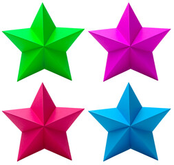 Obraz premium set of paper stars in four colors isolated on white background