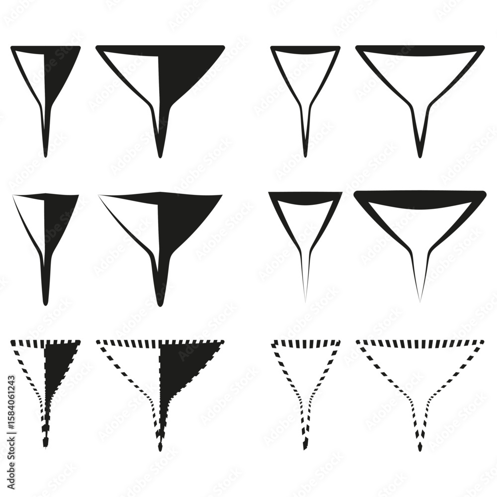 Poster pointed abstract shapes. geometric element variety. sharp arrow forms. vector graphic symbols.