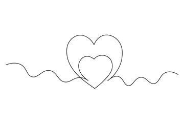 Minimalist Heart with Wings Single Line Art   Romantic Continuous Line Drawing Vector.