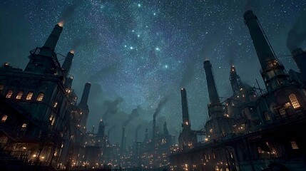 Ethereal Factory Under Starry Sky/星空の下の幻想的な工場8