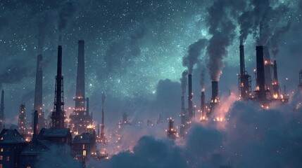Ethereal Factory Under Starry Sky/星空の下の幻想的な工場10
