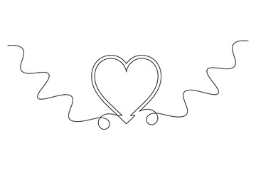 Minimalist Heart with Wings Single Line Art   Romantic Continuous Line Drawing Vector.