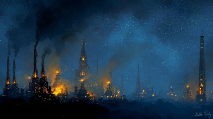 Ethereal Factory Under Starry Sky/星空の下の幻想的な工場9