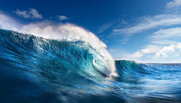 illustrated ocean wave crashing with great force