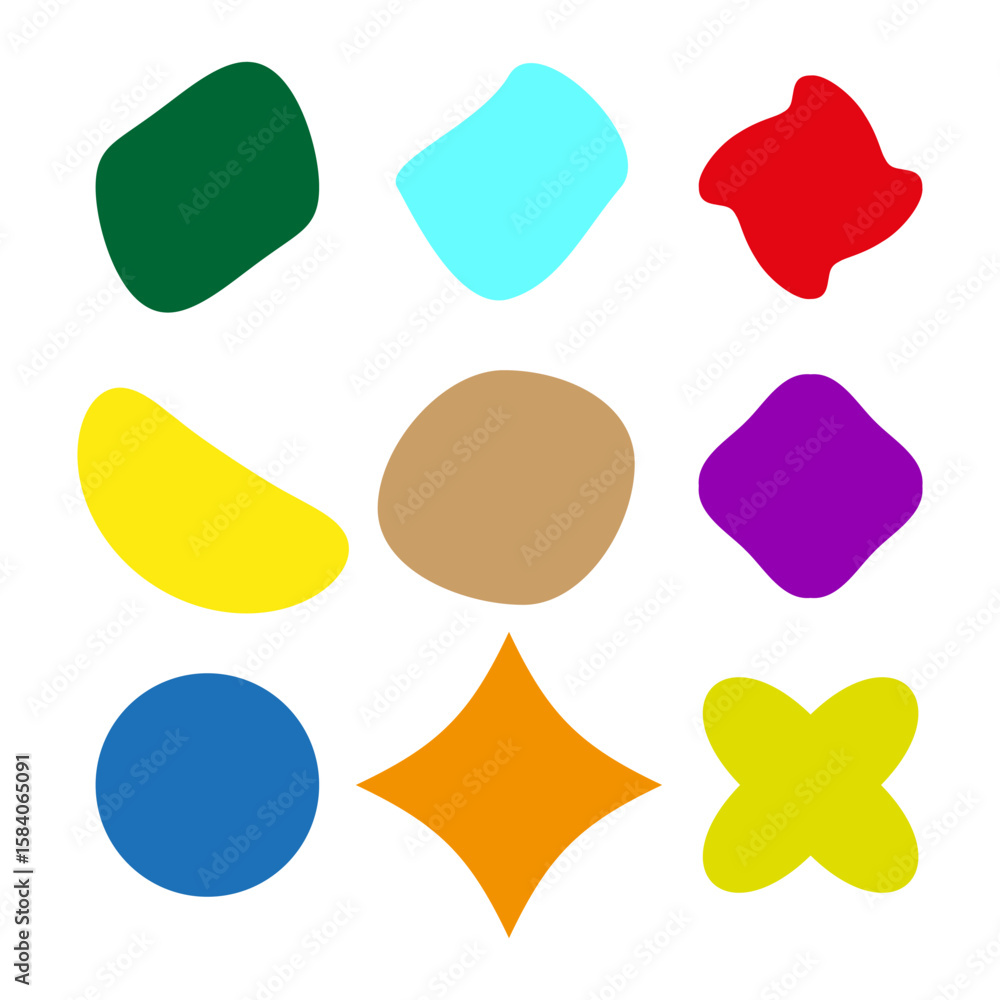 Poster colorful abstract shapes. organic form vector. diverse blob collection. bright modern elements.
