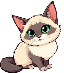 Obraz premium Cute cartoon a illustrator vector balinese cat