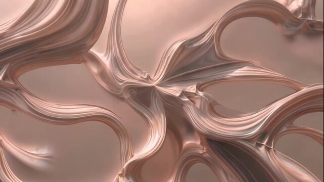 A smooth animation of interlocking organic shapes gently rotating and fading in and out on a soft pink and beige background.

