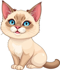 Obraz premium Cute cartoon a illustrator vector balinese cat