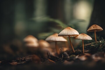 Mushrooms on Forest Floor