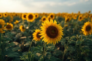 Sunflowers in a Bright Summer Field