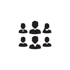 Silhouette icons of six diverse people arranged in two rows on a white background