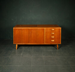 vintage wooden furniture on dark background