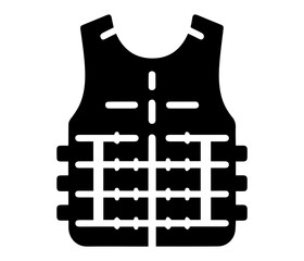 Tactical Vest Icon: Black Silhouette, Protective Gear, Security Equipment, Safety Apparel, Military Style, Strong Graphic, Vector Illustration