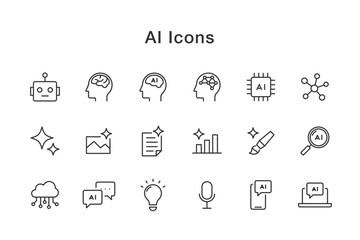 AI関連の線画アイコンセット