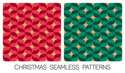 Set of red and green geometric elements seamless pattern design for christmas and new year background.