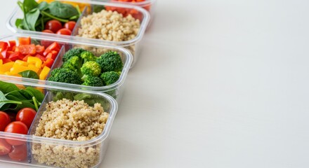 Fresh Healthy Meal Prep with Colorful Ingredients in Clear Containers for Nutritional Balanced Diet